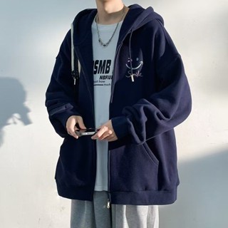 🚚免運 熱🚚靜靜 臺灣限時活動 花灰色印花連帽衛衣外穿男oversize寬松慵懶風開衫拉鏈外套情衣服