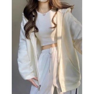 [米朵森]女生外套 寬鬆外套 連帽外套 oversize 外套女 基礎款 長袖 刷毛 帽t 大學t 秋冬外套DXK1PJ