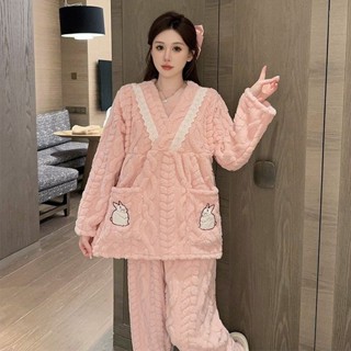 大碼睡衣女 居家服 秋冬 250斤胖mm大碼睡衣女寬松法蘭絨秋冬季新款ins風保暖珊瑚絨家居服
