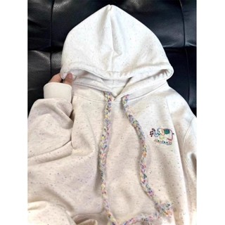 韓國博主熱推💙0春秋新款彩色點點oversize連帽衛衣女可愛小象設計感小眾外套 女長袖 秋冬女上衣 高階風 韓版上衣
