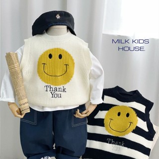 MILK KIDS.一見你就笑呀~男女童春款針織毛衣背心兒童可愛馬甲潮 秋冬搭配 時尚潮流