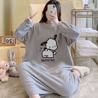 Only❤️冬季德絨睡裙女長袖中厚保暖睡衣大碼2-300斤胖MM長款孕𡠹家居服