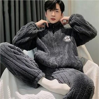 樂淘◆新款衝量法蘭絨睡衣 睡衣男冬季珊瑚絨加厚刷毛法蘭絨男士大尺碼冬天冬款保暖家居服套裝