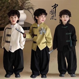 虧本給家人們👑男童新中式套裝新款兒童中國風春季複古漢服古風唐裝兩件套潮 7MSN