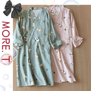 【MORE.T女裝】日式和服睡袍男女士浴衣袍 100%純棉棉紗透氣排汗不悶熱 全棉睡衣浴袍家居服和服袍
