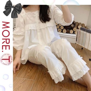 【MORE.T女裝】女生公主風睡衣套裝宮廷風睡衣套裝純棉家居服套裝甜美可愛韓版長袖可愛女生睡衣長袖居家服兩件套