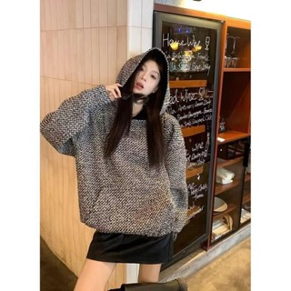 【❤臺灣發貨🔥】大學T 衛衣女大碼女裝小香風連帽加厚衛衣冬季新款胖mm遮肉粗花呢寬松上衣