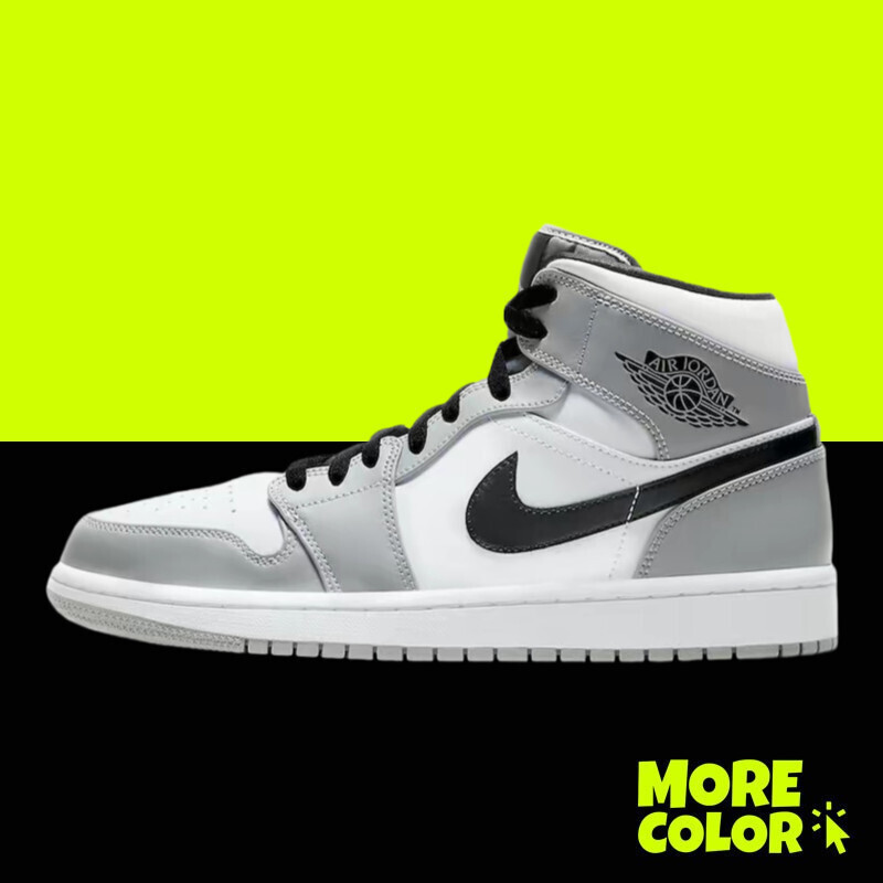 ▶正品Air Jordan 1 Mid Light Smoke Grey 煙灰 AJ1 黑勾 554724-092
