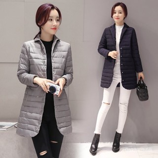 冬天外套❤羽絨棉服女中長版新款秋冬輕薄棉衣女外套韓版修身立領簡約棉襖潮 韓版 保暖外套 外套連帽 羽絨外套1109 ZH