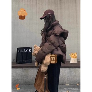 【BBUI】棉服外套 女 韓版羽絨外套 麵包外套 棉服女麵包服輕便立體連帽美拉德百搭小個子棉襖外套冬季