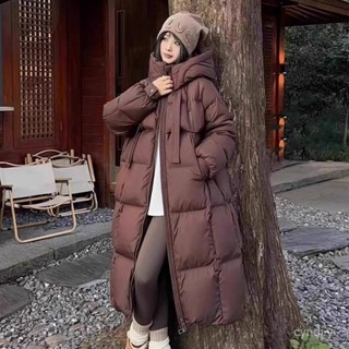 美拉德90%白鴨絨外套冬季新款羽絨服女高階感飄帶連帽加厚保暖長版白鴨絨 韓版 輕薄 羽絨外套連帽 雪地服888 OVRK