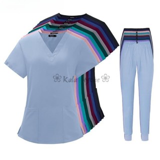 kala❀ 夏季服 美容院工作服 寵物院 牙科手術服 洗手衣 刷手服 護士服套裝醫生 護士服 工作服 制服