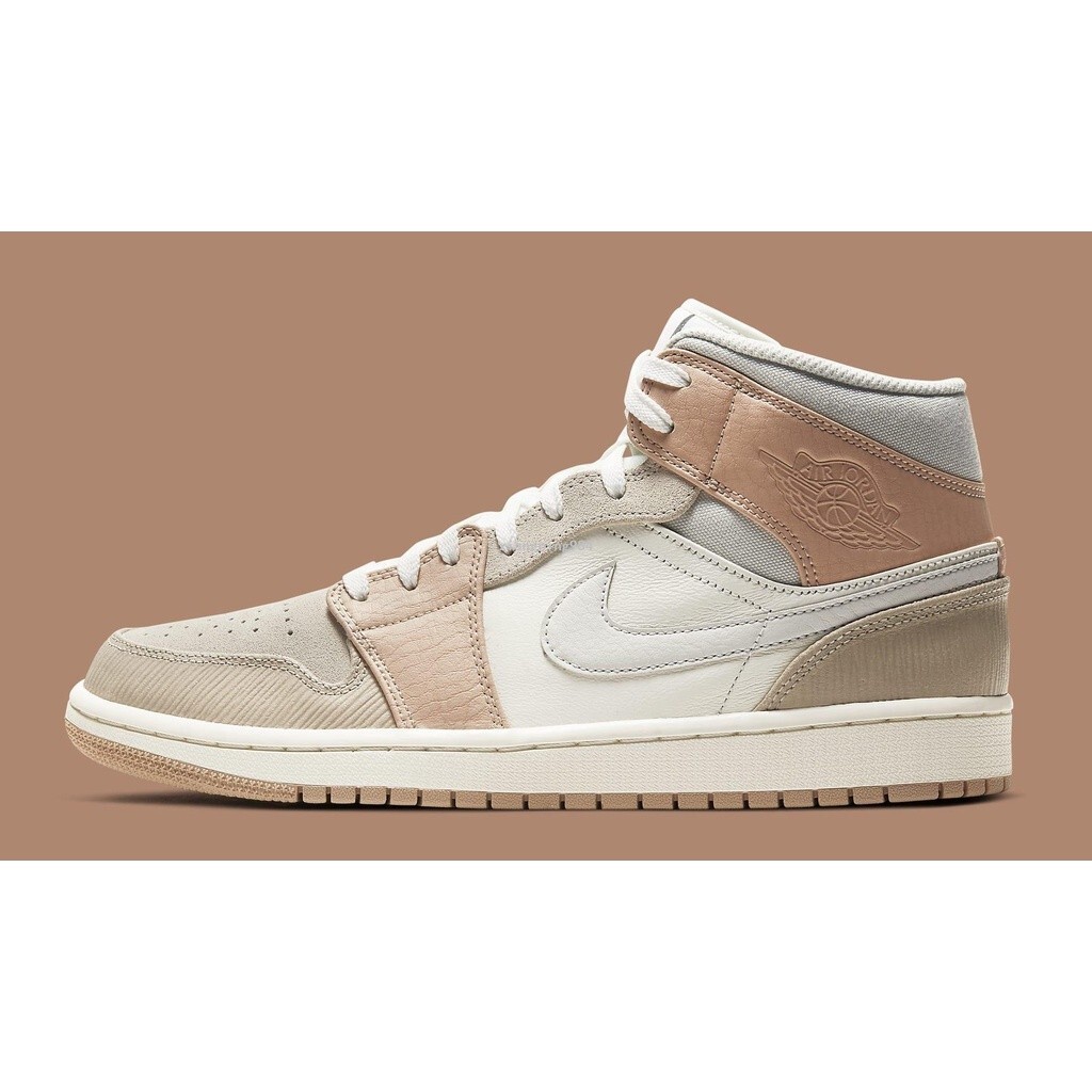 Abel.Nike Air Jordan 1 AJ1 卡其淺灰 米白 拼接 中幫休閒百搭運動鞋CV3044-100