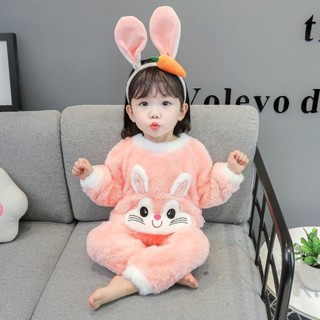 小小喬❤️兒童睡衣秋冬女寶寶珊瑚絨家居服一整套洋氣女童套頭法蘭絨兩件套