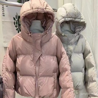 羽絨外套 2024秋冬季女裝羽絨服加厚麵包服連帽短版時尚白鴨絨保暖外套網紅 防寒 保暖羽絨服 白鴨絨外套女生1122 Q