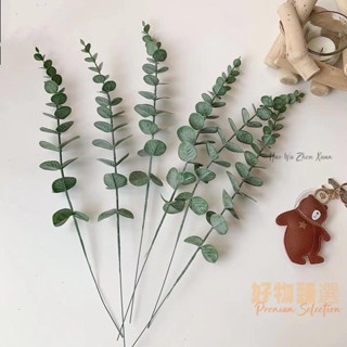 桃園出貨♕ins韓國模擬尤加利綠植擺件插花 許願假花 房間復古金錢葉枝葉擺設 客廳酒店 乾燥花裝飾 拍照背景 拍攝道具
