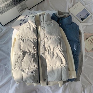馬甲男 秋冬季羽絨棉背心 潮流寬松立領背心外套 加厚保暖坎肩背心 防風外套 麵包服