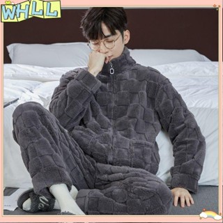 《限時特賣》慵懶風簡約帥氣睡衣套裝大尺碼家居服加厚刷毛可外穿【B1112】 秋冬季男士珊瑚絨可外穿睡衣拉鍊加厚刷WHLL