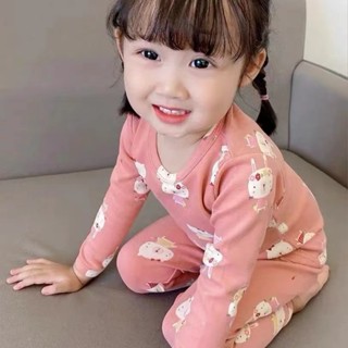 mori🎀mori秋冬新款長袖女童德絨睡衣寶寶加絨加厚保暖內衣兒童秋衣秋褲套裝