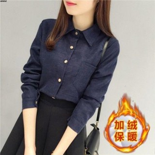 🔥 爆 女加絨加厚襯衫 2022春秋季寬松長袖襯衫女復古港味燈芯絨外套上衣設計感小眾襯衣