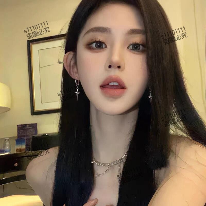 🎉壹灣齣貨 KANSAI四芒星圓環耳環耳釘無耳洞耳夾冷淡風小眾設計個性日韓配飾