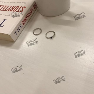 🎉壹灣齣貨 黑色鋯石戒指兩件套女小眾設計感ins潮冷淡風高級食指戒時尚個性