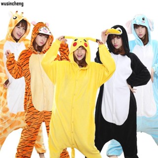皮卡丘 長頸鹿Kigurumi 成人動物老虎連身睡衣套裝保暖柔軟睡衣冬季連身褲睡衣睡衣女士居家服