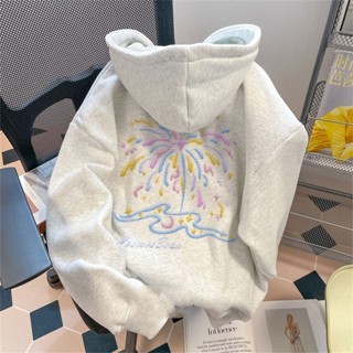 【臺灣出貨】韓版女裝 帽t 冬天女裝 大學t 衛衣 寬鬆 長袖美拉德白灰色連帽衛衣女秋冬鹽係多巴胺個性牌寬鬆上衣 BWJ
