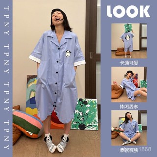 超實惠·買它👉甜美可愛史努比印花短袖睡衣女夏季2024新款連體家居服睡裙可外穿 HQMD