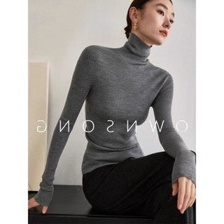 IS KR ins ✨韓國 米蘭 鬆弛感 東大門秋冬法式灰色高領針織衫女高級感堆堆領打底長袖毛衣緊身內搭上衣