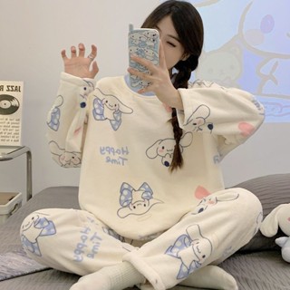 【店長推薦】 睡衣 冬天睡衣 長袖睡衣 大尺碼睡衣 法蘭絨睡衣秋冬睡衣女士卡通可愛珊瑚絨甜美少女學生宿舍法蘭絨保暖冬天睡