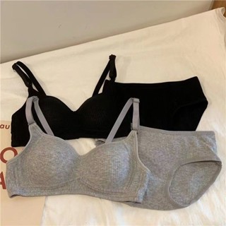 精選服裝賣場Meeydoo 純色螺紋 內衣 運動內衣 運動套裝 內衣套裝 成套內衣褲 無鋼圈內衣 少女內衣 法式內衣