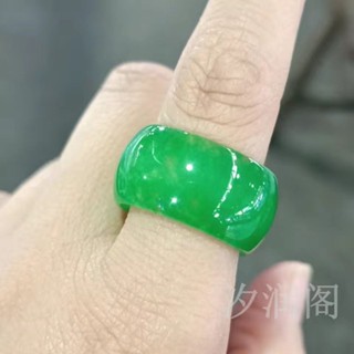 戒指 指環 玉石色大拇指扳指滿綠玉石戒指冰種陽綠玉指環男女情侶款介子