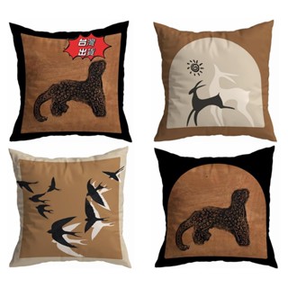 棕色動物枕套棉 40x40.45x45.50x50.60x60。美式家居裝飾加厚沙發靠墊套。光滑床上用品抱枕套。