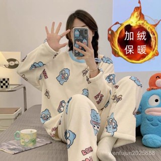 🔥蝦皮特選あ(臺北出貨+統編）い免運ぃ 80-300斤秋冬季大碼睡衣睡褲女法蘭絨加絨保暖休閒家居服套裝單件