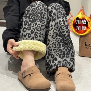 12.15上新~加絨加厚羊羔絨格子褲子女新冬款顯瘦百搭高腰寬鬆休閒闊腿褲長褲