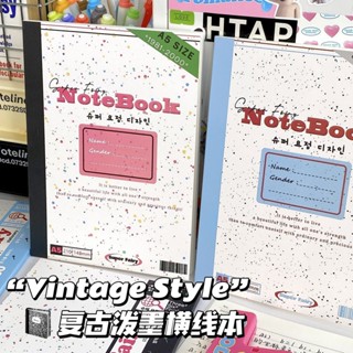 🌸臺灣出貨🌸複古美式筆記本 ins潑墨橫綫膠裝本a5日記簿英語摘抄學生寫字本子