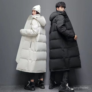 2024新款羽絨服男中長版加厚情侶女過膝長版超長冬季外套潮 韓版女生外套 保暖長款外套 羽絨外套連帽1217 IZXF