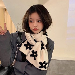 YC家🎀熱銷爆款 可愛 甜美 清新 泫雅風 花朵 雙面 針織圍巾 保暖 小圍巾 冬季 韓版 百搭 學生 保暖 毛線圍脖