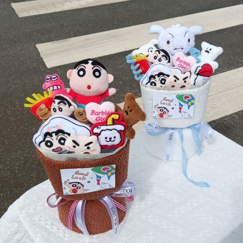 玩偶花束🎀 可愛蠟筆小新小白玩偶毛絨公仔花束生日禮物送女生男生教師節 小新花束 娃娃花束 蠟筆小新花 生日花束 手作花束