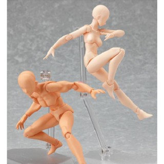 公仔 手辦 擺件 素體人1.0 可動人偶公仔 figma素體男性女性He she肌膚色可動人偶公仔手辦模型