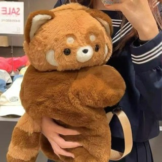 秋冬新款小浣熊趴趴包玩偶小熊貓毛絨絨可愛玩具包通懃送女生生日搞怪包包 貓咪揹包 雙肩包 貓揹包 可愛後揹包 造型揹包 貓