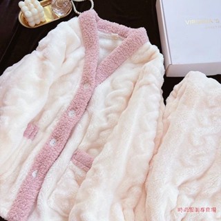 小香風法蘭絨睡衣套裝女冬季新款加絨加厚甜美珊瑚絨家居服可外穿精選服裝專賣場