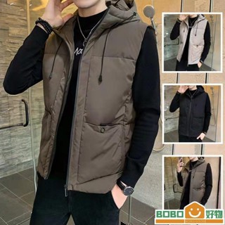 Bob好物❤[M7XL] 羽絨棉馬甲男士 連帽無袖外套 秋冬季大尺碼男性保暖背心【lb011】外套 青年韓版加厚潮流保暖
