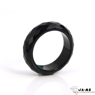 JA-ME 天然A貨翡翠墨翠鑽石切面戒指