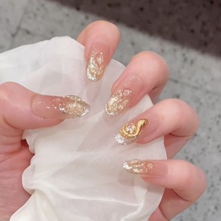 💥臺灣出貨💥 手工穿戴甲 美甲貼片 富家千金蛇系貓眼爆閃貼鉆純手工穿戴甲長款氣質百搭招財新年美甲