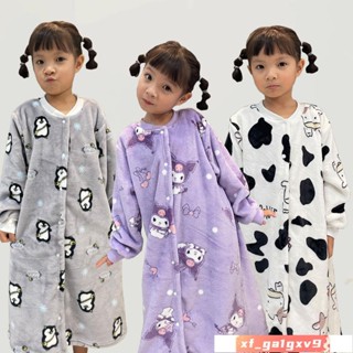 12月27兒童睡衣 女童睡衣 秋冬睡衣 兒童睡衣秋冬季珊瑚絨中長款寶寶男女童刷毛加厚連身刷毛保暖睡袍