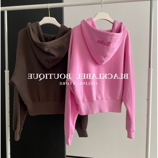 【新店福利價】正品剪標芭比粉早秋做舊褪色抽繩連帽運動衫衛衣外套女