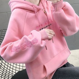 (臺灣出貨)SY長袖上衣秋冬季韓版衛衣寬鬆慵懶風學生加絨加厚上衣連帽外套學院風休閒上衣加絨衛衣