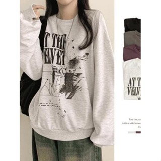 Codibook｜韓國 peachmode 寬鬆垂肩圓領長袖運動衫［預購］長袖上衣 大學T 女裝